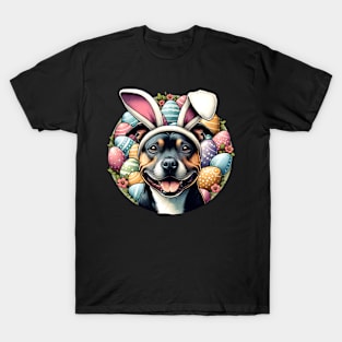 Staffordshire Bull Terrier Celebrates Easter with Bunny Ears T-Shirt